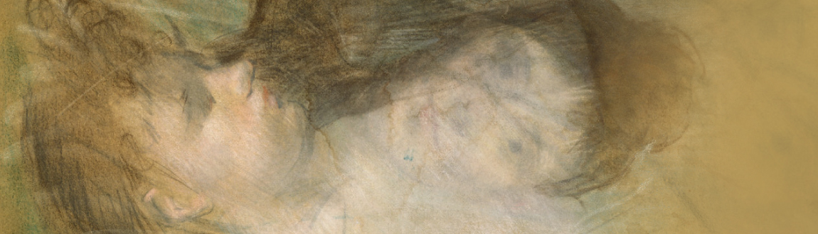 Rough hand-drawn sketches of two women, sketches are overlapping as if the artist was practicing.